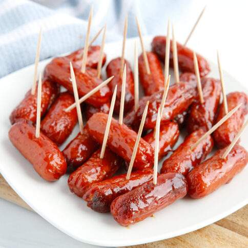 plate of air fryer bbq lil smokies