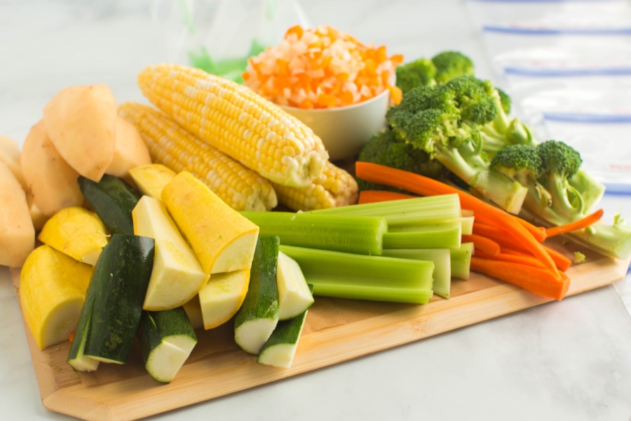 fresh vegetables on a cutting board