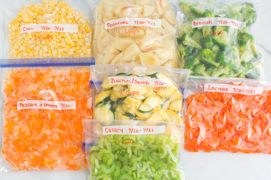 fresh veggies in storage bags