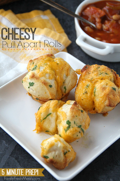 Easy Cheesy Pull Apart Rolls - FamilyFreshMeals.com